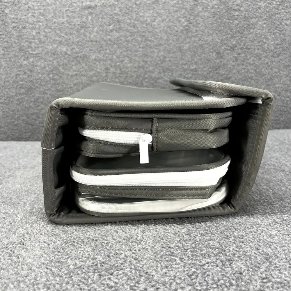 GoGo Travel Bag Hanging Toiletry‎ Cosmetic Pouch Gray Compact Purse